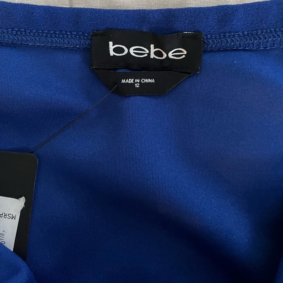 NWT bebe Royal Blue Off Shoulders Tie-Front Mini Dress - Picture 5 of 5